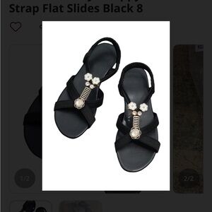 Chic Black Women's Sandals with Floral Embellishments